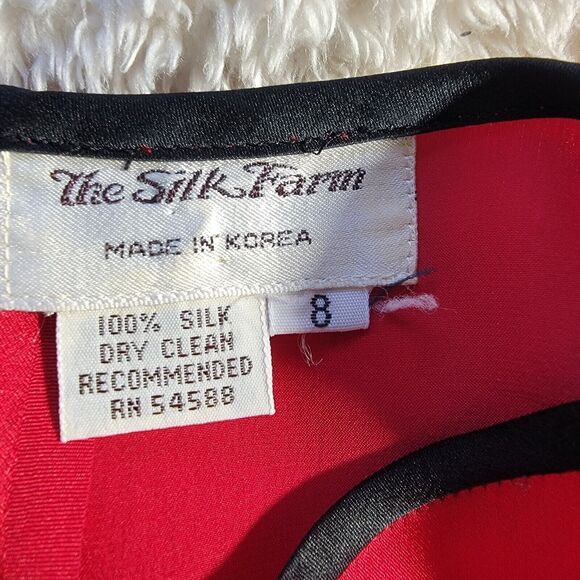 Vintage The Silk Farm Made In Korea Red Silk Midi Dress Old Money Modest Sz‎ 6/8 - Picture 3 of 9